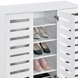 Swish Furniture Euston Modern White 3 Door 5 Tier Shoe Cabinet - thumbnail 5
