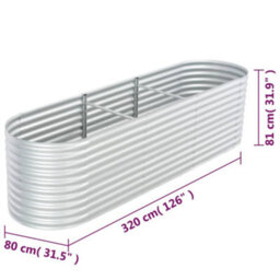 Berkfield Garden Raised Bed 320X80X81 Cm Galvanised Steel Silver - thumbnail 8