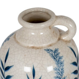 Hill Interiors Blue Flora Amphora Jug Vase - Ceramic - L19 X W19 X H23 Cm - White - thumbnail 3