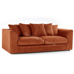 Furnishings For Less UK Luxor Jumbo Cord Orange Fabric 3 Seater Sofa