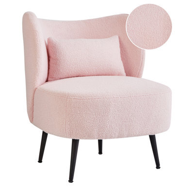 Beliani Armchair Otsby Boucle Pastel Pink - image 1