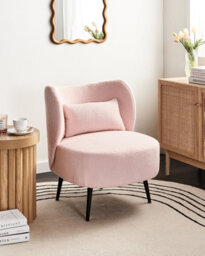 Beliani Armchair Otsby Boucle Pastel Pink - thumbnail 2