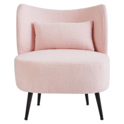 Beliani Armchair Otsby Boucle Pastel Pink - thumbnail 4