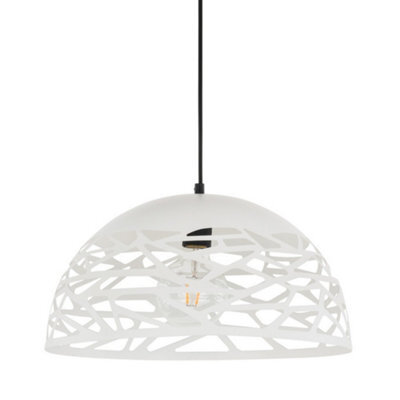 Luminosa Lighting Luminosa Modern Hanging Pendant White Matt 1 Light  With Steel Shade, E27 - image 1