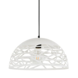 Luminosa Lighting Luminosa Modern Hanging Pendant White Matt 1 Light With Steel Shade, E27