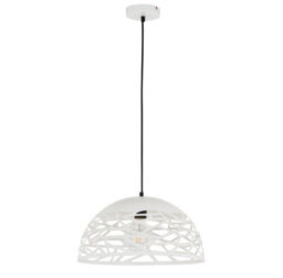 Luminosa Lighting Luminosa Modern Hanging Pendant White Matt 1 Light  With Steel Shade, E27 - thumbnail 2