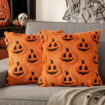 Amorly Halloween Fall Thanksgiving Pumpkin Throw Pillow Covers,orange Soft Plush Faux Wool Cushion Cases,18Inch Decor For Sofa,home,patio - image 1
