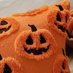 Amorly Halloween Fall Thanksgiving Pumpkin Throw Pillow Covers,orange Soft Plush Faux Wool Cushion Cases,18Inch Decor For Sofa,home,patio - thumbnail 4