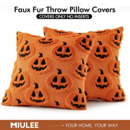 Amorly Halloween Fall Thanksgiving Pumpkin Throw Pillow Covers,orange Soft Plush Faux Wool Cushion Cases,18Inch Decor For Sofa,home,patio - thumbnail 6