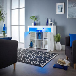 MMT Funiture Designs Modern White Matt Gloss Buffet Sideboard Cabinet With Led Lights-  Length 116Cm X Depth 35Cm X Height 93Cm - thumbnail 3