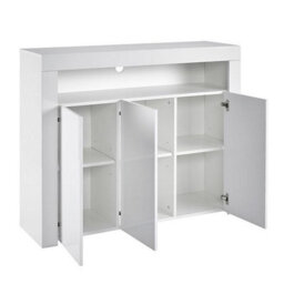 MMT Funiture Designs Modern White Matt Gloss Buffet Sideboard Cabinet With Led Lights-  Length 116Cm X Depth 35Cm X Height 93Cm - thumbnail 4