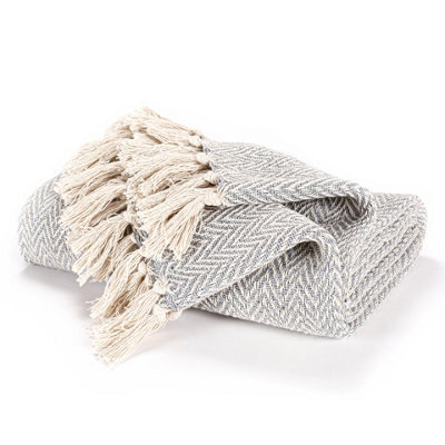 Ehc Cotton Handwoven Reversible Single Sofa Throw Arm Chair Cover 125 X 150 Cm - Grey - image 1