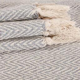 Ehc Cotton Handwoven Reversible Single Sofa Throw Arm Chair Cover 125 X 150 Cm - Grey - thumbnail 4