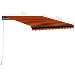 Berkfield Manual Retractable Awning 300X250 Cm Orange And Brown - thumbnail 7