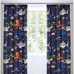 Bedlam Sea Life Lined Pencil Pleat Curtains - thumbnail 1