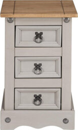 Mews Corona Grey 3 Drawer Bedside Table Bedroom Cabinet Nightstand Side Lamp - thumbnail 8