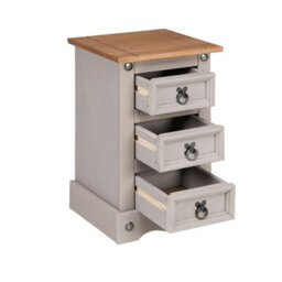 Mews Corona Bedside Table Grey 3 Drawer Bedroom Cabinet Nightstand - thumbnail 3