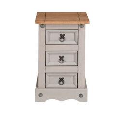 Mews Corona Bedside Table Grey 3 Drawer Bedroom Cabinet Nightstand - thumbnail 2