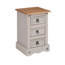 Mews Corona Grey 3 Drawer Bedside Table Bedroom Cabinet Nightstand Side Lamp