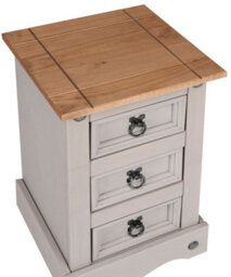 Mews Corona Bedside Table Grey 3 Drawer Bedroom Cabinet Nightstand - thumbnail 5