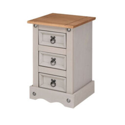 Mews Corona Bedside Table Grey 3 Drawer Bedroom Cabinet Nightstand - thumbnail 4