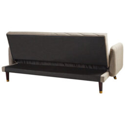 Beliani Sofa Bed 3 Seater Senja Faux Linen Light Brown - thumbnail 7