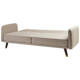 Beliani Sofa Bed 3 Seater Senja Faux Linen Light Brown - thumbnail 6