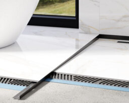 Ilcom Sloped Left Floor Shower Profile Lkl 11mm X 1200mm X 0.6mm Black Brushed Stainless Steel