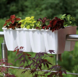 B2C Flower Bridge Hanging Planter Plant Pot Fence Railing Balcony Decking Garden Pot White Large - thumbnail 7
