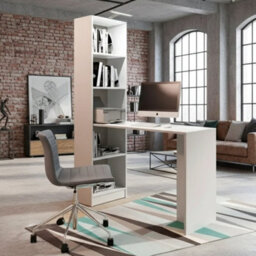 B1 Universal Desk With Shelves Storage Unit For Office And Home White With Led Lamp - thumbnail 4