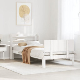 Berkfield Bed Frame With Headboard Without Mattress White 90X190 Cm Single - thumbnail 1