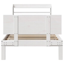 Berkfield Bed Frame With Headboard Without Mattress White 90X190 Cm Single - thumbnail 4