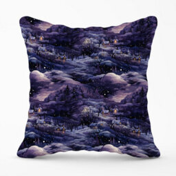 Warren Reed Designer Snowy Christmas Village On A Starry Night Outdoor Cushion 45Cm X 45Cm - thumbnail 1