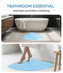 Non-Slip Corner Shower Mat 54 X 54Cm Bath Mat With Strong Suction Cups Grip & Drain Holes,  Anti-Mould, Machine Washable, Bpa-Free - thumbnail 4