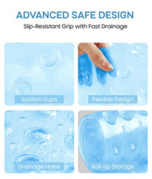 Non-Slip Corner Shower Mat 54 X 54Cm Bath Mat With Strong Suction Cups Grip & Drain Holes,  Anti-Mould, Machine Washable, Bpa-Free - thumbnail 6
