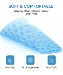 Non-Slip Corner Shower Mat 54 X 54Cm Bath Mat With Strong Suction Cups Grip & Drain Holes,  Anti-Mould, Machine Washable, Bpa-Free - thumbnail 2