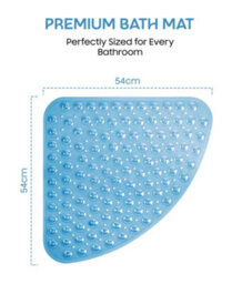 Non-Slip Corner Shower Mat 54 X 54Cm Bath Mat With Strong Suction Cups Grip & Drain Holes,  Anti-Mould, Machine Washable, Bpa-Free - thumbnail 3