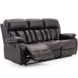 More4Homes Chester Manual Recliner Bonded Leather 1+2+3 Seater Sofa Set (Brown) - thumbnail 3