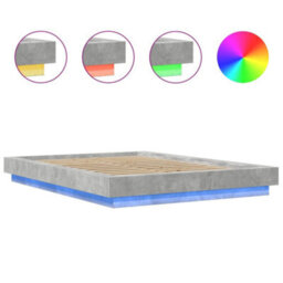Berkfield Bed Frame With Led Lights Without Mattress Concrete Grey 120X200Cm - thumbnail 8