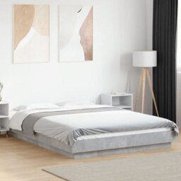 Berkfield Bed Frame With Led Lights Without Mattress Concrete Grey 120X200Cm - thumbnail 1