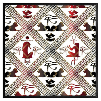 "Andrew Lee Egyptian Hieroglyphs In Red & Black (Picutre Frame) / 12X12"" / White" - image 1