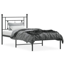 Berkfield Metal Bed Frame Without Mattress With Headboard Black 90X190Cm - thumbnail 3
