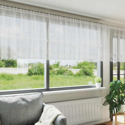 Berkfield Curtains With Curtains Floral White 600 X 100 Cm Polyester - thumbnail 1