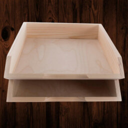 Woodeedoo Set Of 2 Stackable Wooden Letter Tray A4 Document Holder Paper Sorter Desk Tidy Organiser For Office Home 26 X 32 X 6 Cm - thumbnail 5