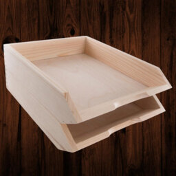 Woodeedoo Set Of 2 Stackable Wooden Letter Tray A4 Document Holder Paper Sorter Desk Tidy Organiser For Office Home 26 X 32 X 6 Cm - thumbnail 7