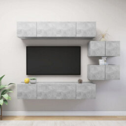 Berkfield Modern 6 Piece Tv Cabinet Set Concrete Grey Engineered Wood - thumbnail 2