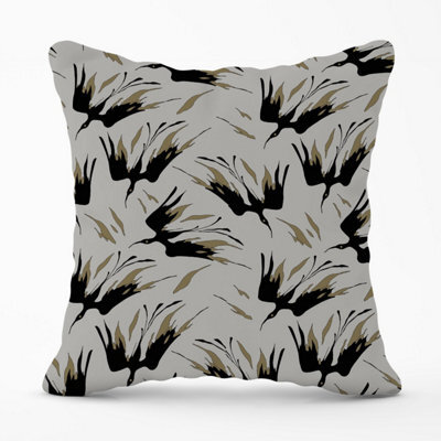Warren Reed Designer Black And Gold Fire Bird Silhouettes Outdoor Cushion 45Cm X 45Cm - image 1