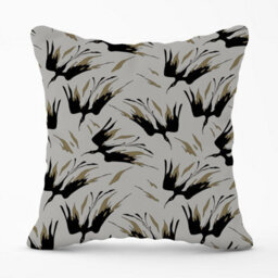 Warren Reed Designer Black And Gold Fire Bird Silhouettes Outdoor Cushion 45Cm X 45Cm