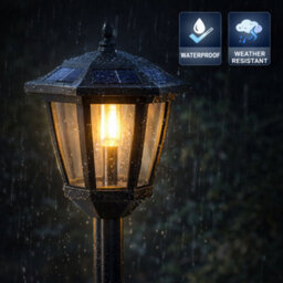 Billtix Post Light Solar Lamp Outdoor Garden Lantern Waterproof Patio Lighting Pathway Stake 1M Black Led Solar Powered - thumbnail 8