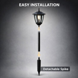 Billtix Post Light Solar Lamp Outdoor Garden Lantern Waterproof Patio Lighting Pathway Stake 1M Black Led Solar Powered - thumbnail 7
